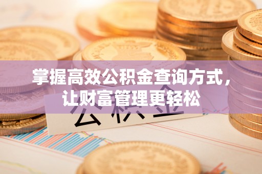 安义掌握高效公积金查询方式，让财富管理更轻松